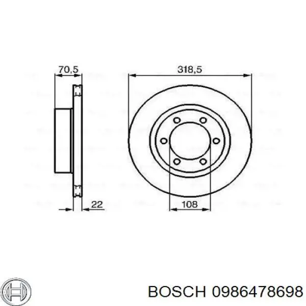 0986478698 Bosch disco de freno delantero