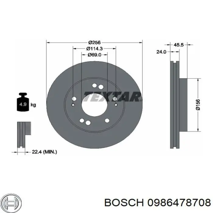 0 986 478 708 Bosch disco de freno delantero
