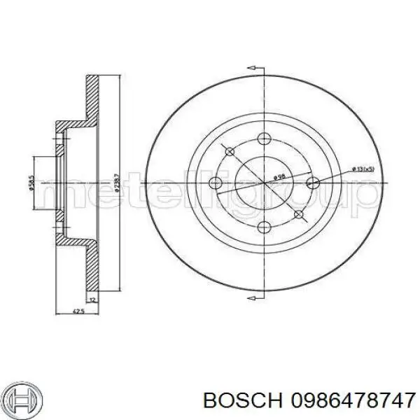 0986478747 Bosch disco de freno delantero