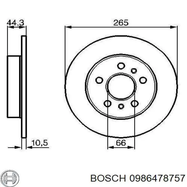 0 986 478 757 Bosch disco de freno trasero