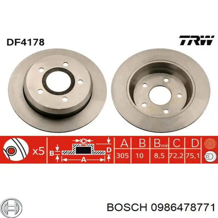 Disco de freno trasero Jeep Cherokee 2 XJ