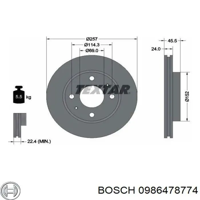 0986478774 Bosch disco de freno delantero