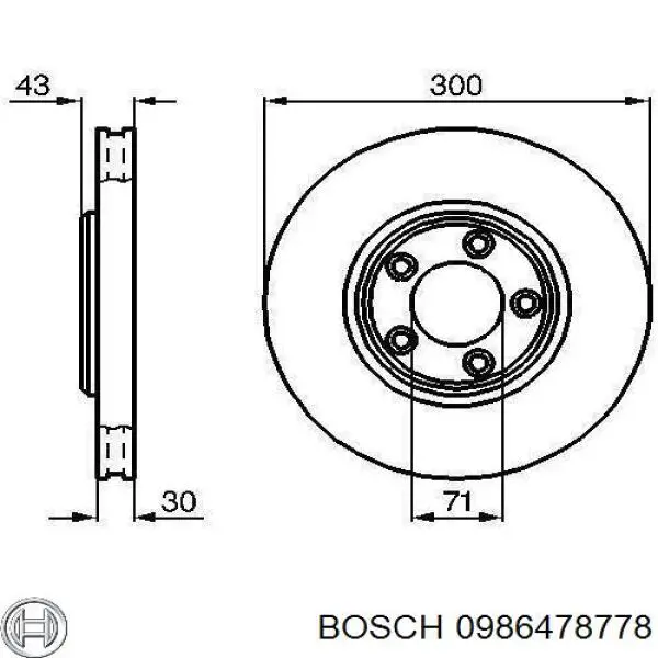 0 986 478 778 Bosch disco de freno delantero