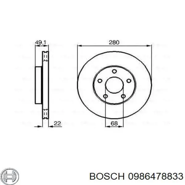 0986478833 Bosch disco de freno delantero