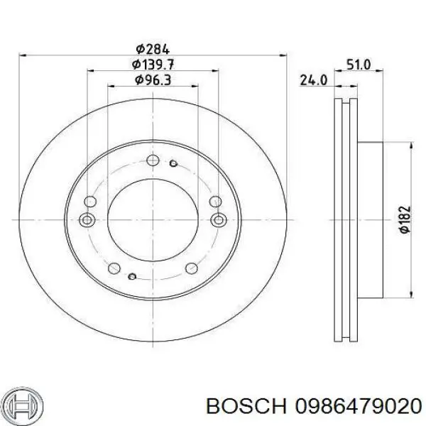 0986479020 Bosch disco de freno delantero