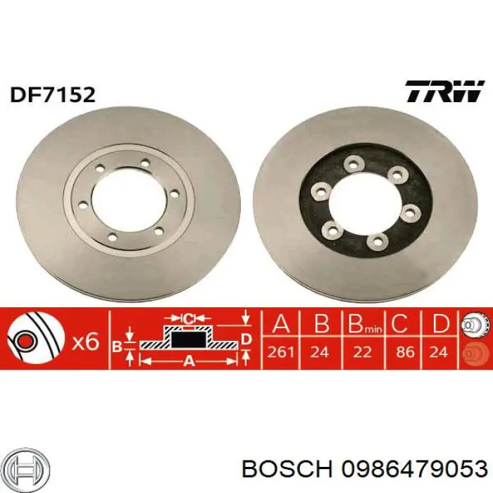 0986479053 Bosch disco de freno delantero