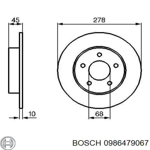 0986479067 Bosch disco de freno trasero