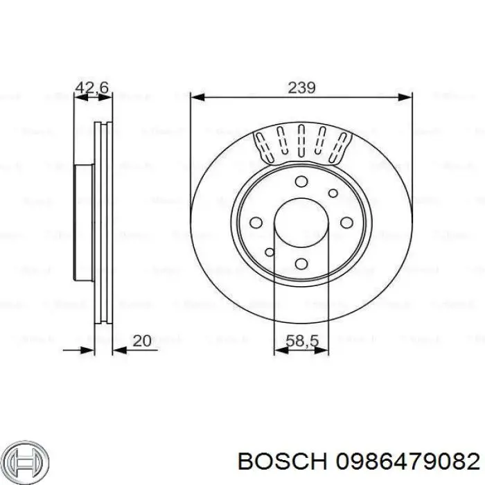 Comprar 0986479082 Bosch Freno de disco delantero