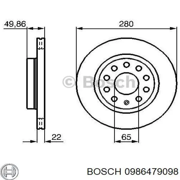 0986479098 Bosch disco de freno delantero