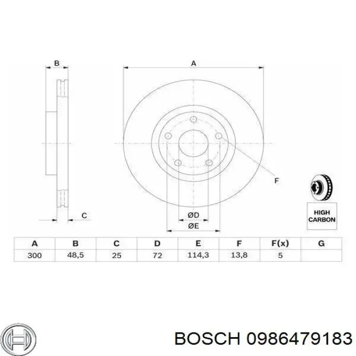 0986479183 Bosch disco de freno delantero