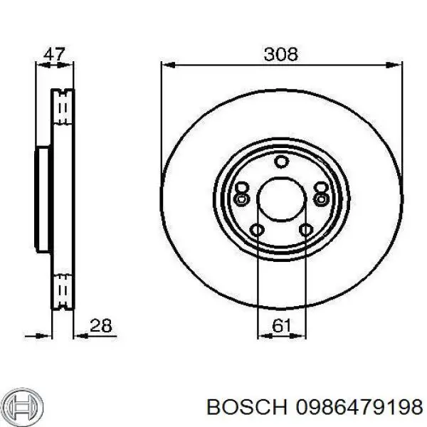 0 986 479 198 Bosch disco de freno delantero