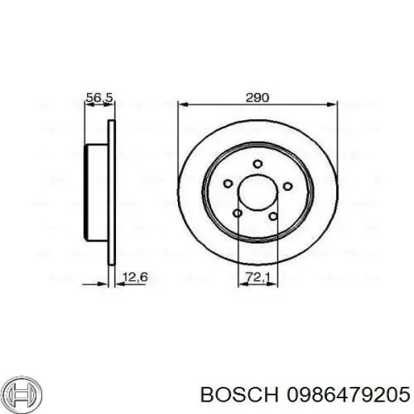 Disco de freno trasero 0986479205 Bosch