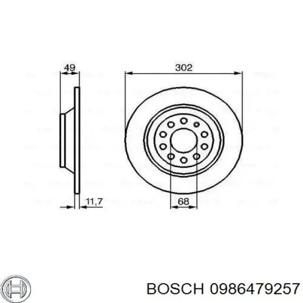 0986479257 Bosch disco de freno trasero