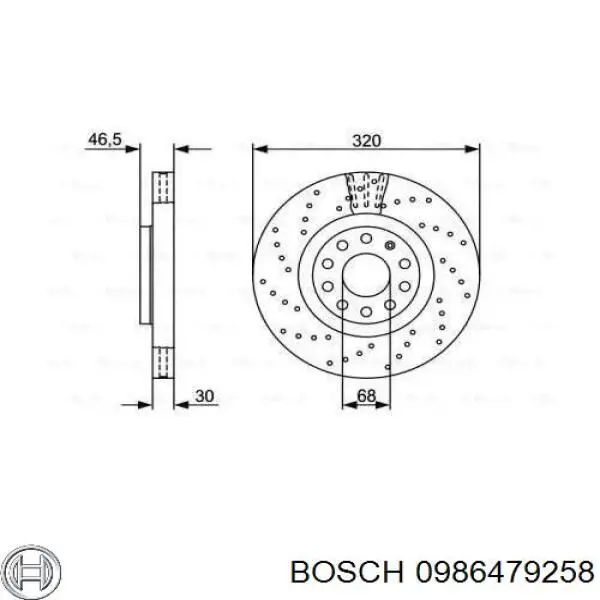 0 986 479 258 Bosch disco de freno delantero