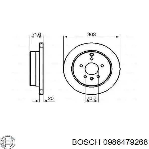 0 986 479 268 Bosch disco de freno trasero