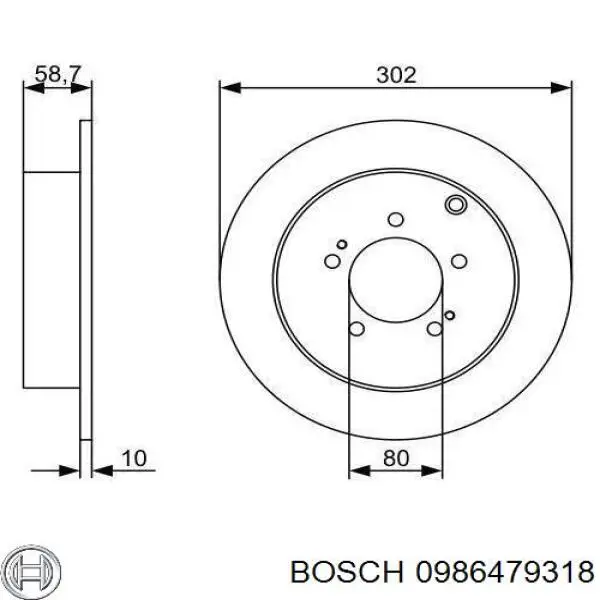 Disco de freno trasero 0986479318 Bosch