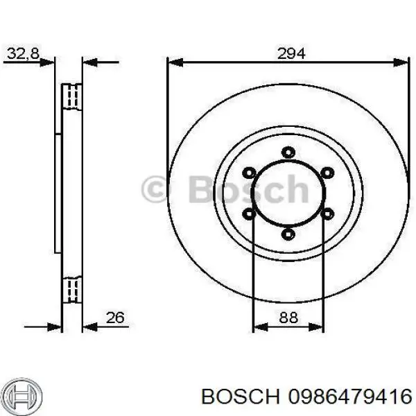 0 986 479 416 Bosch disco de freno delantero