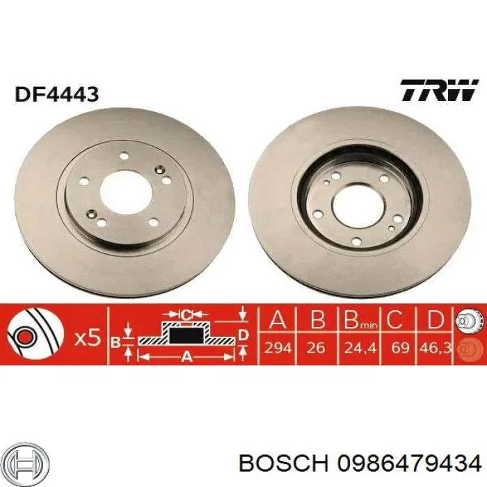 0986479434 Bosch disco de freno delantero