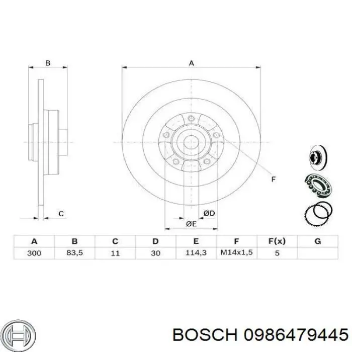 0 986 479 445 Bosch disco de freno trasero