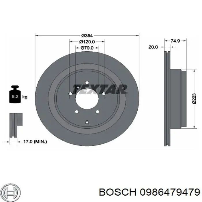0986479479 Bosch disco de freno trasero
