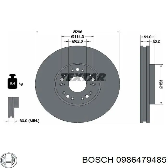 0986479485 Bosch freno de disco delantero