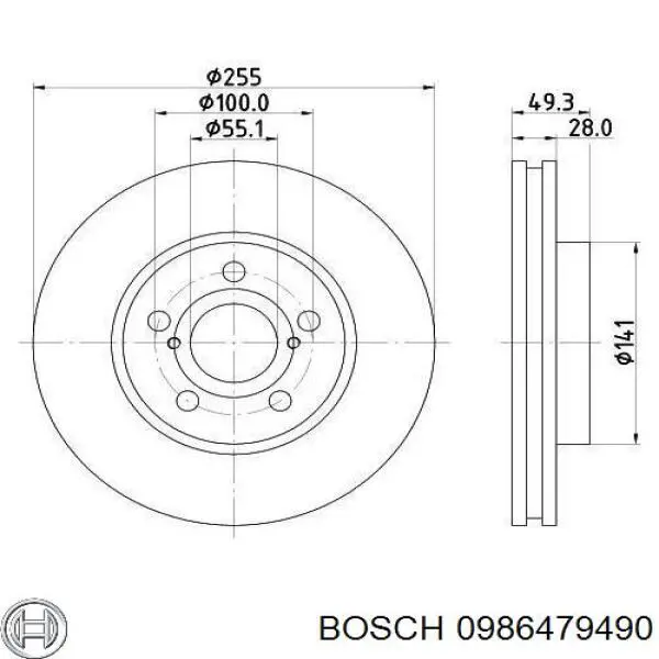 0986479490 Bosch disco de freno delantero
