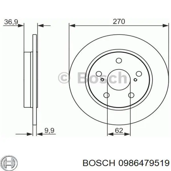 Disco de freno trasero Toyota Auris E15