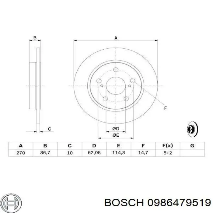 Disco de freno trasero Toyota Auris E15