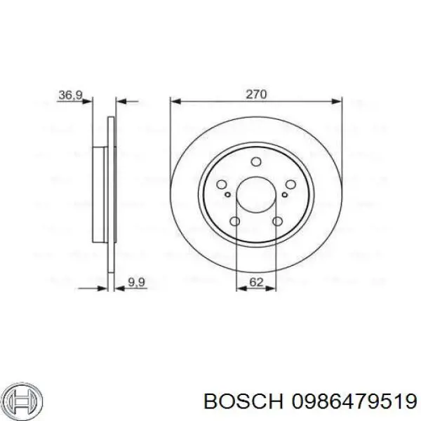 Disco de freno trasero Toyota Auris E15