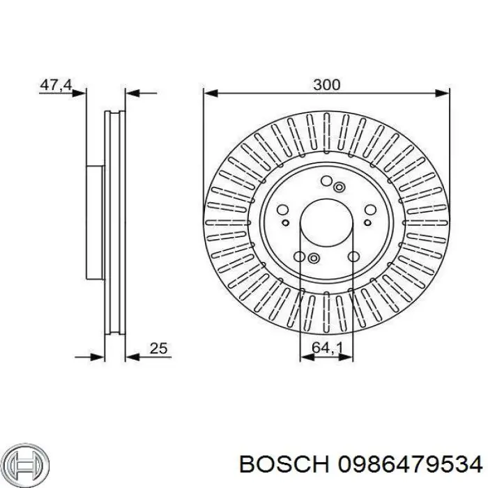 0 986 479 534 Bosch disco de freno delantero