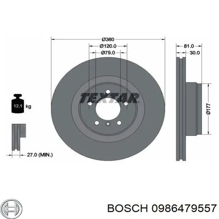 0986479557 Bosch disco de freno delantero