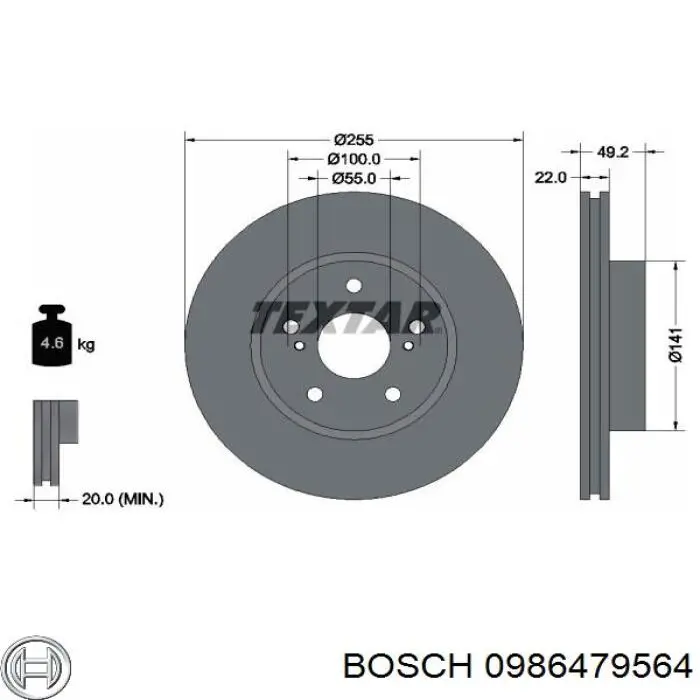 Freno de disco delantero Toyota Prius NHW20