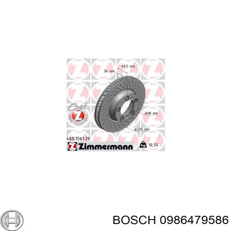 0986479586 Bosch disco de freno delantero