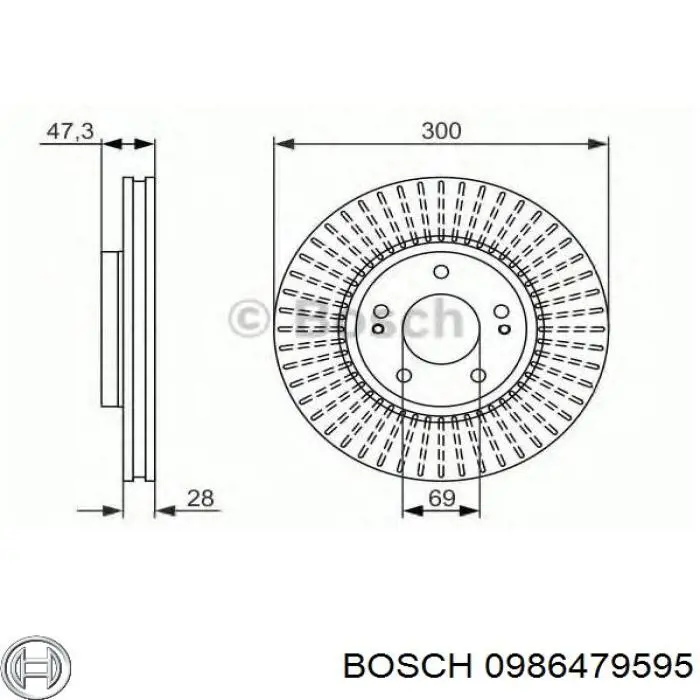 Comprar 0986479595 Bosch Freno de disco delantero