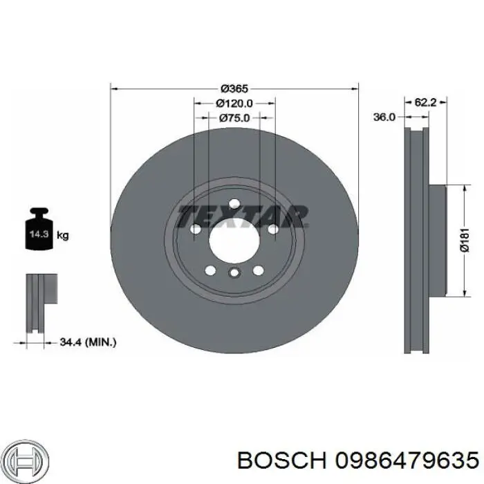 0 986 479 635 Bosch disco de freno delantero