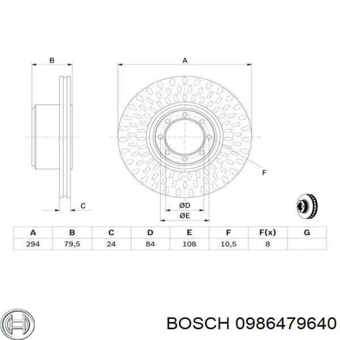 0 986 479 640 Bosch disco de freno trasero