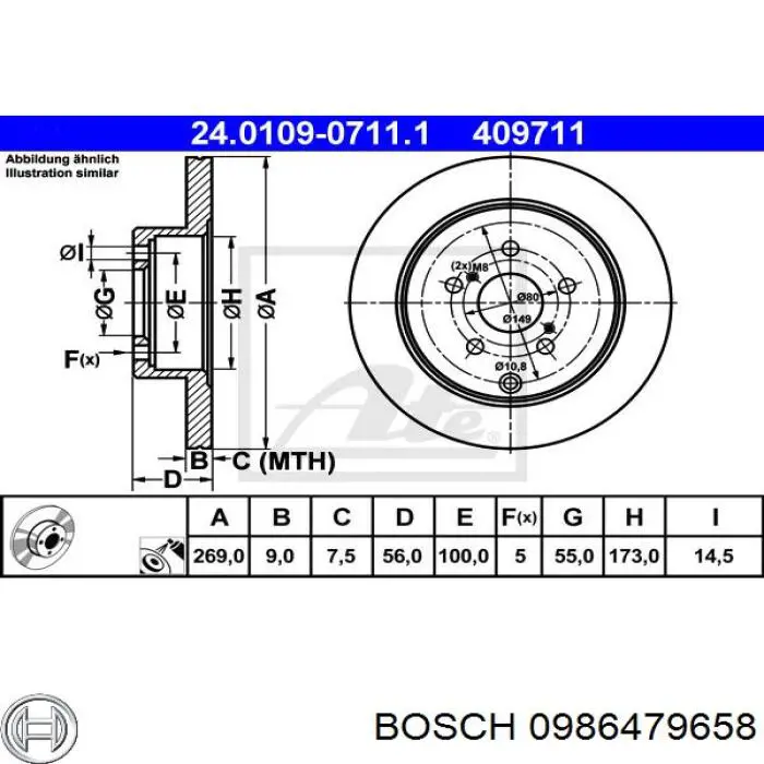 Disco de freno trasero Toyota Prius NHW20