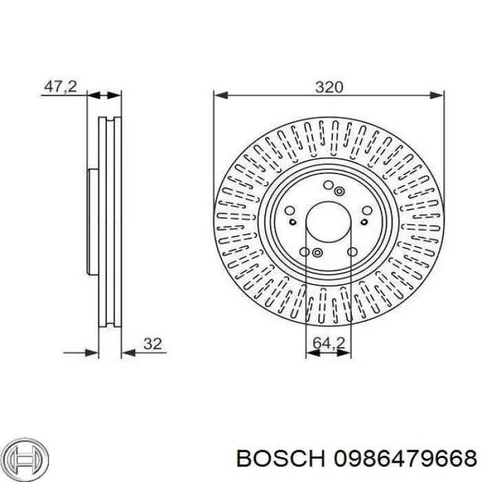 0986479668 Bosch disco de freno delantero