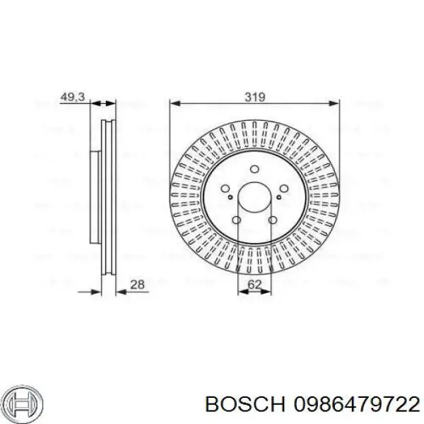 0986479722 Bosch disco de freno delantero