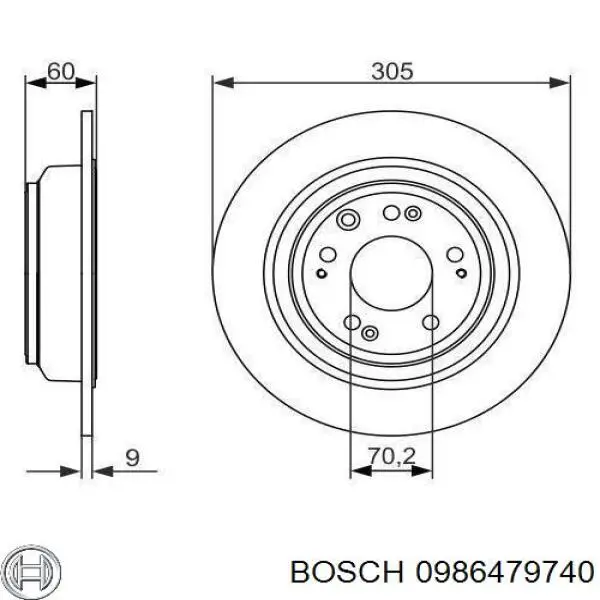 0986479740 Bosch disco de freno trasero