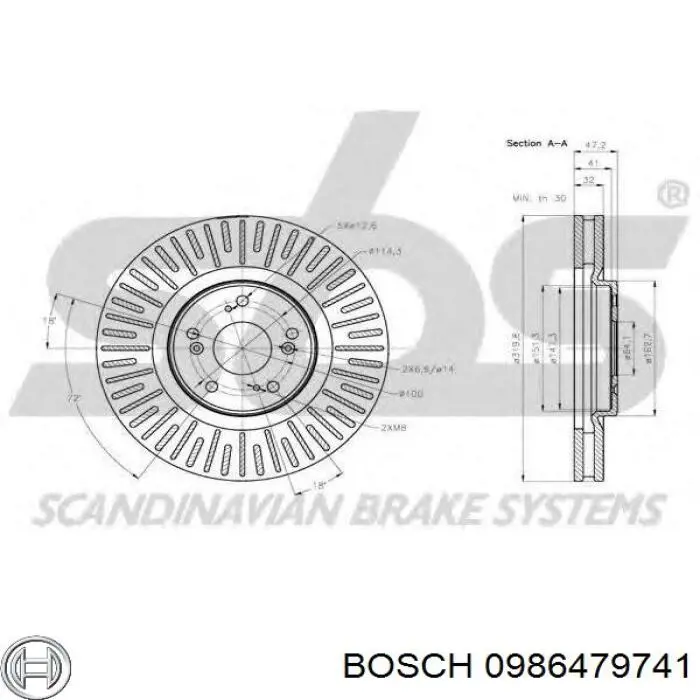 Disco de freno delantero Bosch 0986479741