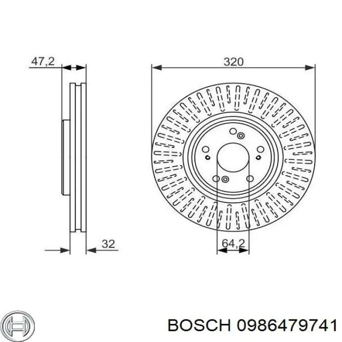 0 986 479 741 Bosch disco de freno delantero
