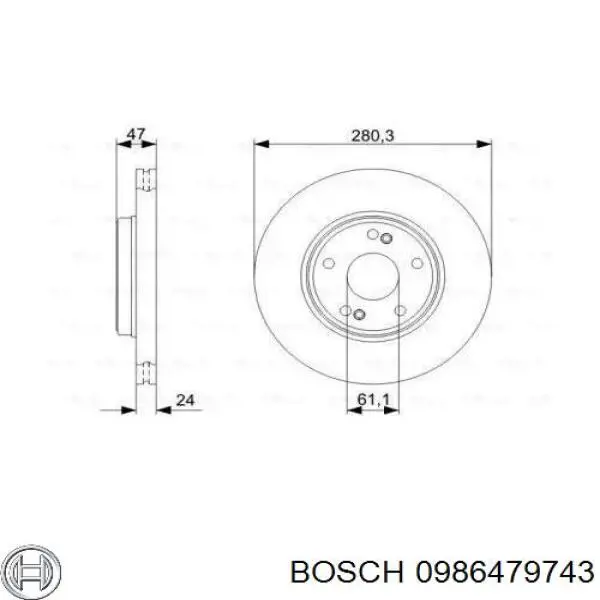 0986479743 Bosch disco de freno delantero