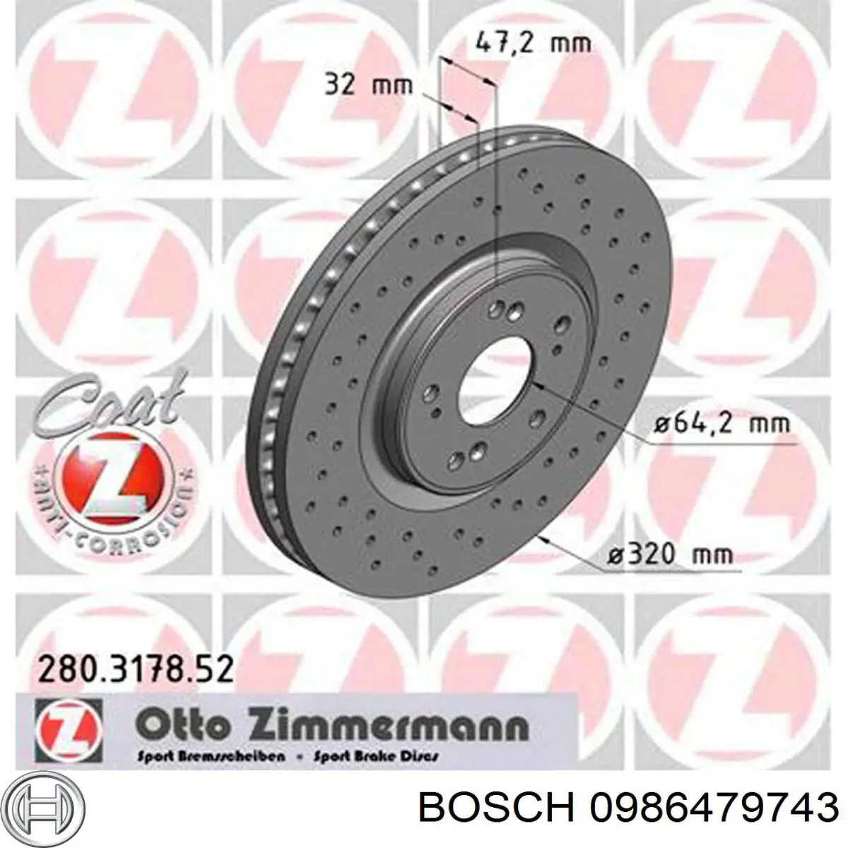 Disco de freno 0986479743 Bosch