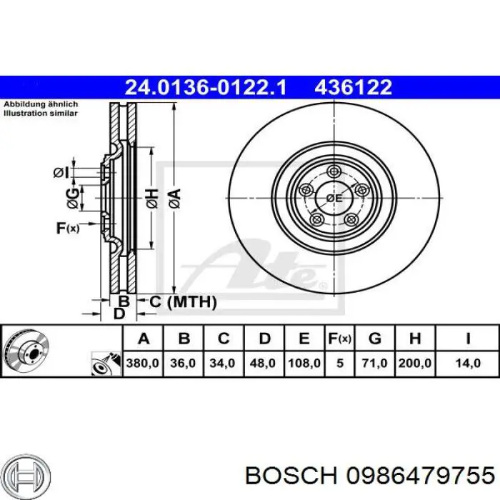 0986479755 Bosch freno de disco delantero