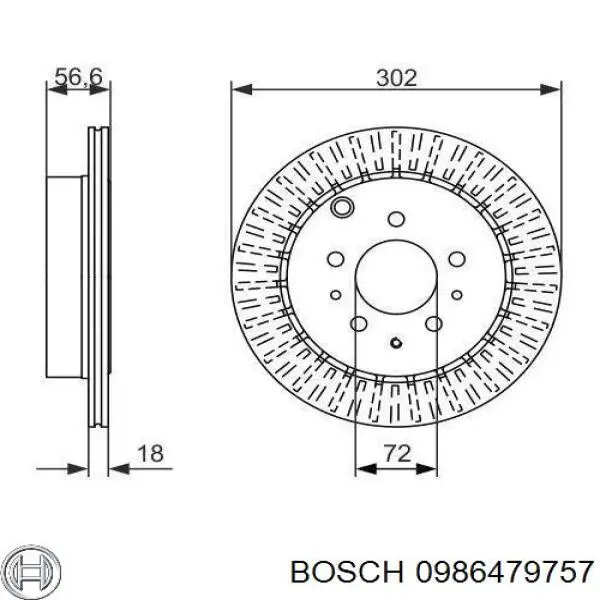 0986479757 Bosch disco de freno trasero