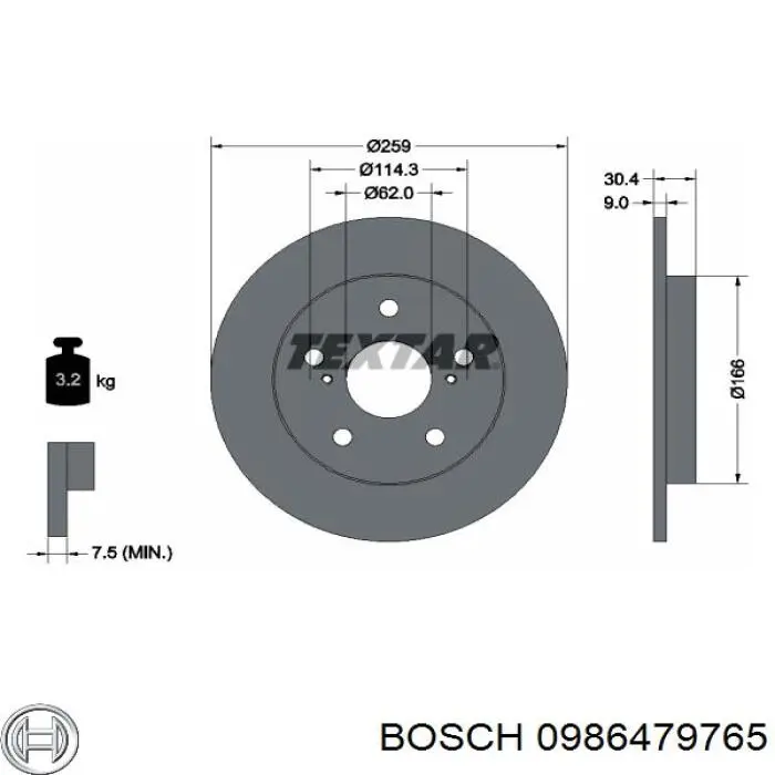 0986479765 Bosch disco de freno trasero