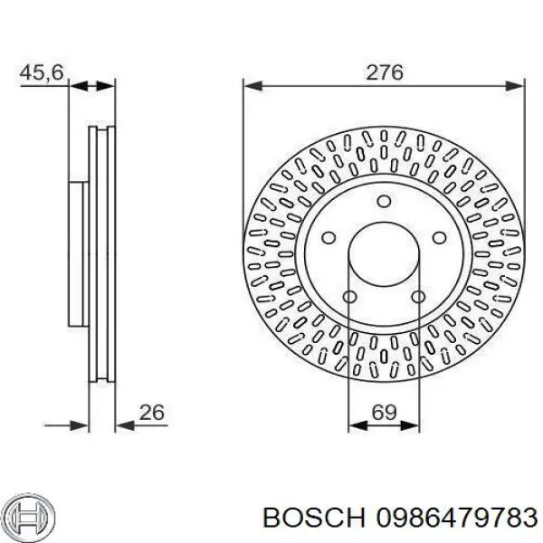 0986479783 Bosch disco de freno delantero