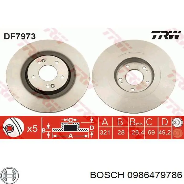 0986479786 Bosch disco de freno delantero