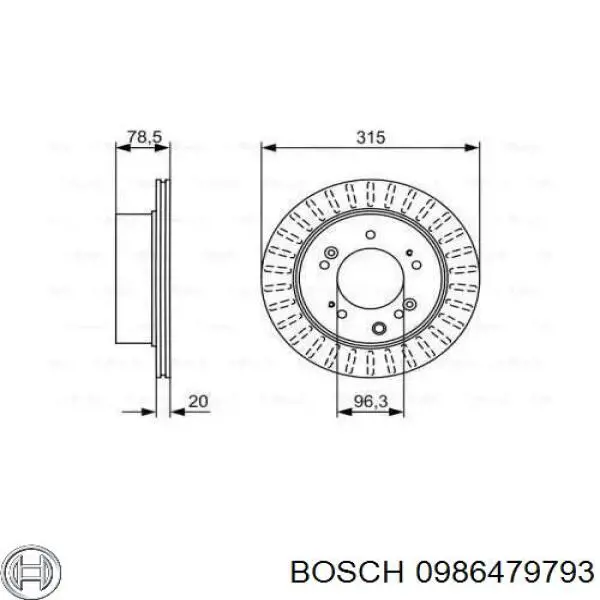 0986479793 Bosch disco de freno trasero